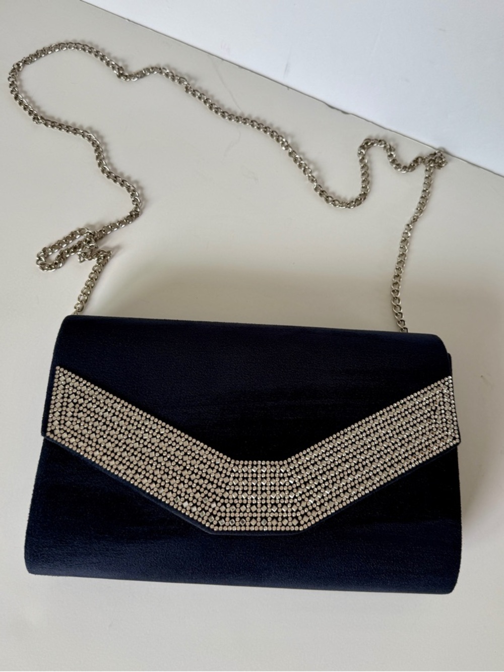 Crystal-Trim Navy Blue Evening Clutch - Picture 6 of 6